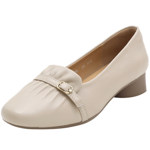 羊皮女鞋2026新款真皮单鞋女软底舒适妈妈鞋春秋浅口瓢鞋软皮鞋子