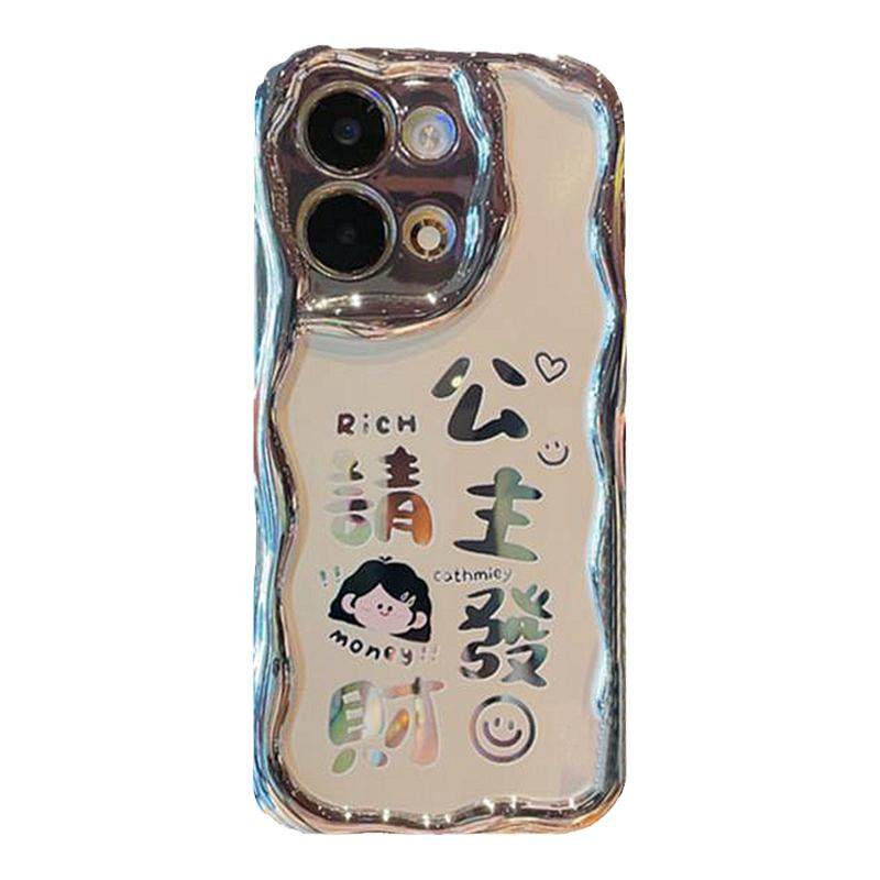 ins风笑脸公主请发财适用OPPOreno9/10pro手机壳高级感小众reno13/12小清新手机套Reno11/8时
