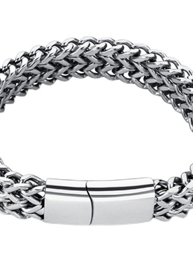 霸气欧美嘻哈钛钢正反古巴手链