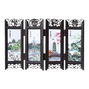 仿古小屏风装饰摆件脸谱熊猫中国风特色礼品送老外礼物民间工艺品