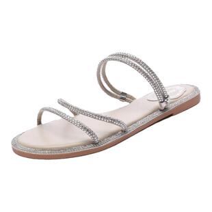 平底两穿水钻凉鞋女凉拖鞋仙女风夏季罗马拖鞋平跟气质大码41-43