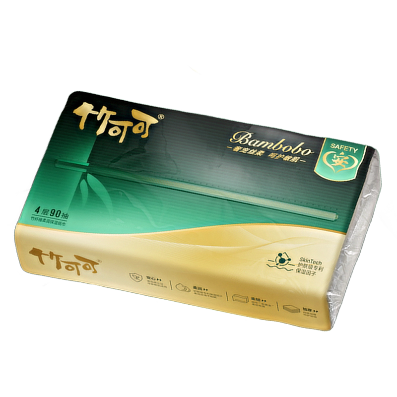 竹可可90抽8包4层印花竹纤维纸