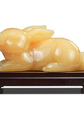 聚善缘玉兔呈祥生肖兔摆件乔迁礼