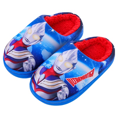 奥特曼儿童棉拖鞋男童冬季2025新款家居室内防水卡通男孩毛绒拖鞋
