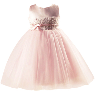 粉色公主裙女童蓬蓬纱高端花童礼服小女孩晚宴服宝宝生日走秀主持