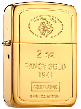 zippo打火机镀金复刻金砖