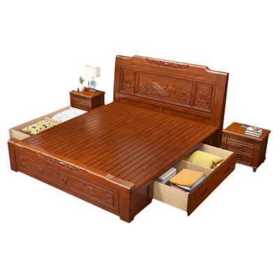 新中式双人床实木床仿古床储物床
