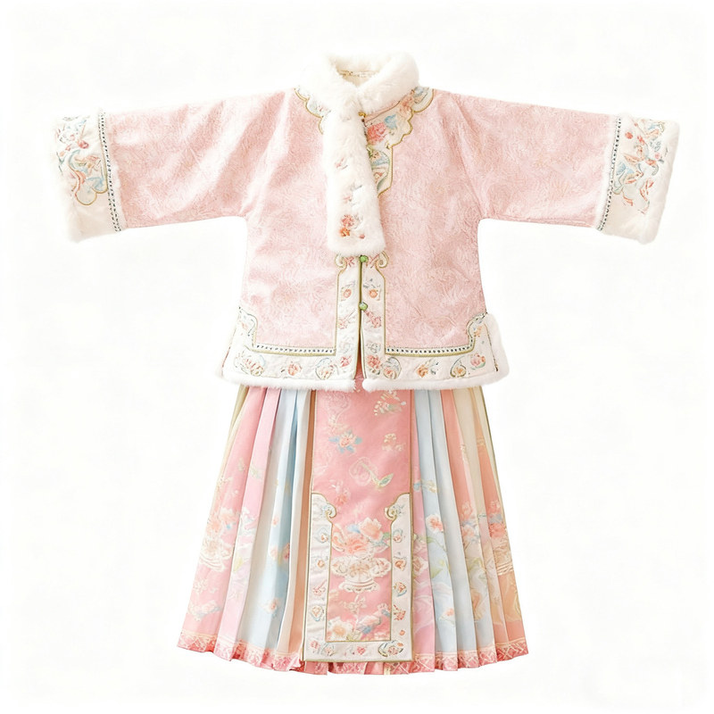 汉服女童2026冬款儿童新中式加厚明制马面裙套装小女孩超仙拜年服