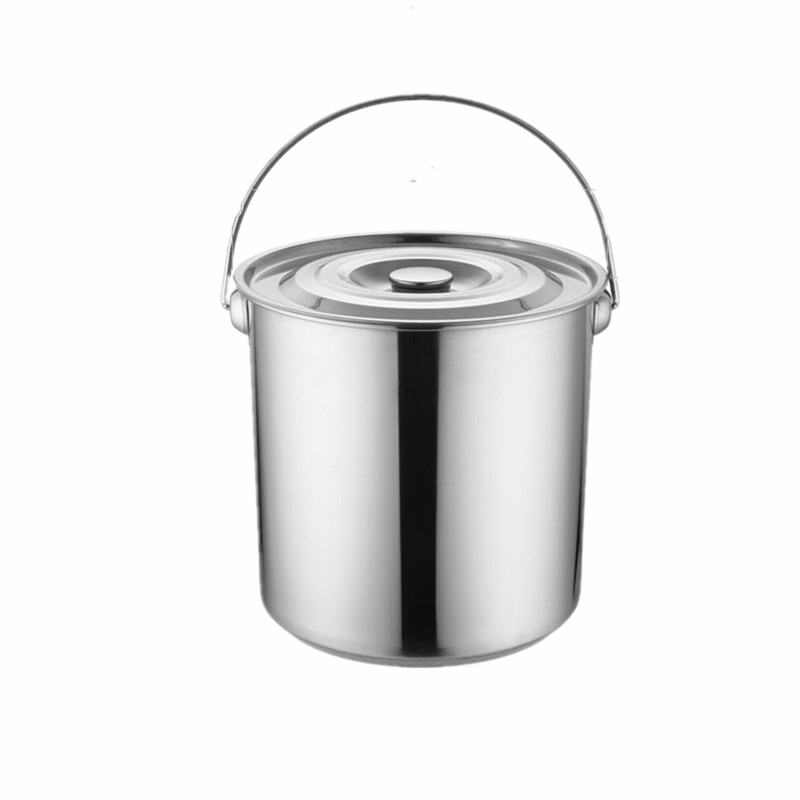 304不锈钢桶带盖圆桶25cm30cm35cm提水桶提桶加厚汤桶奶茶桶包邮