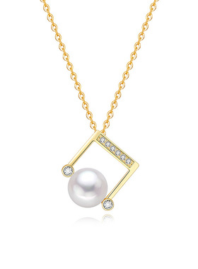 S925纯银项链女音符天然淡水珍珠吊坠颈链2024新款锁骨链送女朋友