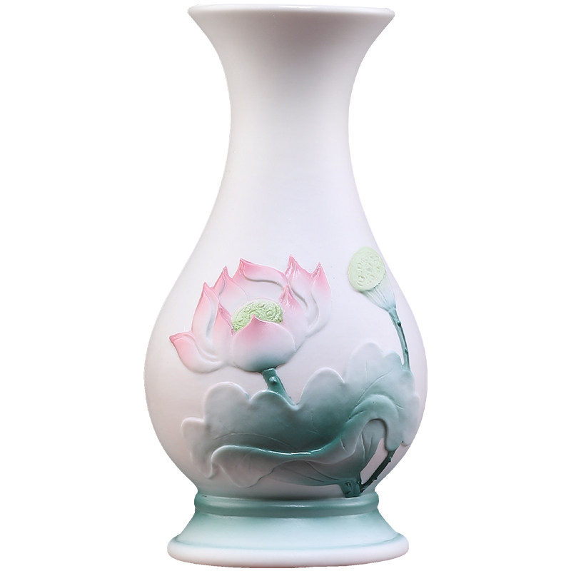 陶瓷莲花花瓶佛前供奉净水瓶摆件