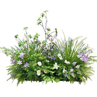 喜语仿真狗尾草绣球花落地绿植造景橱窗服装店装饰花艺婚庆摆件