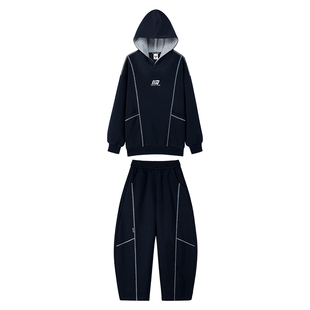 左西童装男童套装运动风连帽卫衣裤子春装2026新款男孩大童两件套