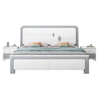 工厂直销出租房橡胶木白色实木床