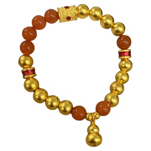 新品金包银手串珐琅彩镶钻古法葫芦手链可diy散珠七夕节礼物女友