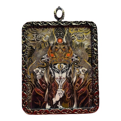 道系手绘白鹤童子唐卡