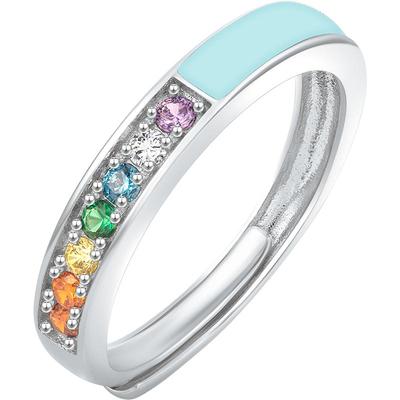 SIMPLEJOYS简单快乐夜光彩虹对戒S925银戒指原创彩虹le生日礼物