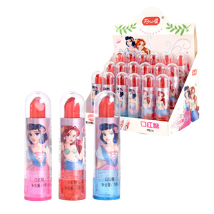 好心情公主发光口红糖草莓味儿童水果味棒棒糖果玩具小零食