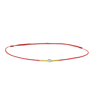 进口18K金天然1分钻2026本命年蜡线巨细红绳手链平安红手绳女礼物