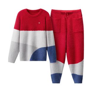 蕉内红色计划绒绒5系家居套装男结婚情侣冬加厚加绒本命年睡衣女