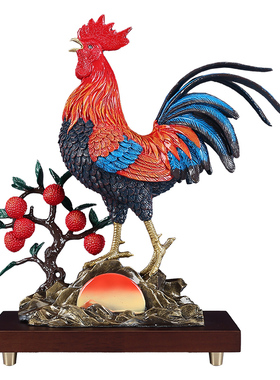 彩铜公鸡摆件《大吉大利》