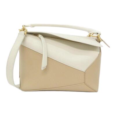 中古LOEWE罗意威拼图包牛皮女包