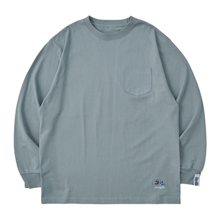 Battles 乌龙球口袋打底长袖T恤基础多色圆领纯棉刺绣美式休闲