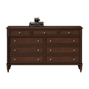 时余查尔斯顿储物柜美式实木九斗柜玄关柜法式中古风卧室复古抽屉