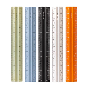 得力防滑铝制尺子直尺小学生手抄报多功能画图几何绘图铝制15cm易拾取双边刻度高颜值金属钢尺初中生专用