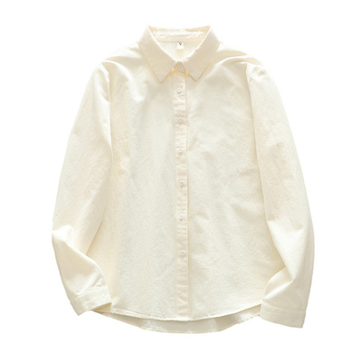 衬衫女春秋磨毛全棉宽松长袖