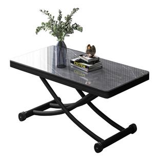 折叠升降茶几餐桌两用一体式小户型多功能可移动玻璃方茶几变饭桌