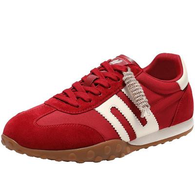 博主同款百丽跑道家族彩虹豆红色新年阿甘德训鞋商场款复古休闲鞋