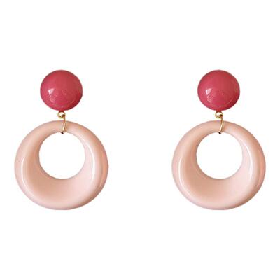 撞色圈圈耳环耳环女小众设计耳饰