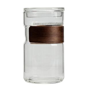 左茗右器耐热玻璃杯一体过滤月牙杯带盖个人专用水杯办公室泡茶杯