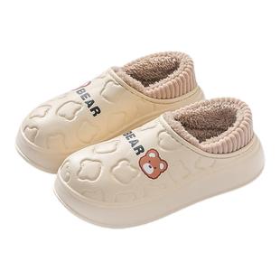 月子棉拖鞋女秋冬季2025新款室内家居保暖孕妇加绒包跟毛棉鞋男士