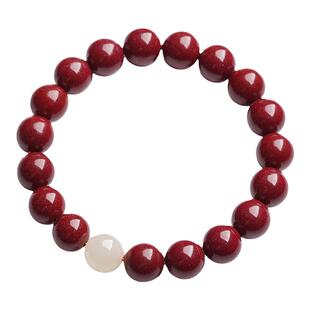 保真天然和田玉原矿朱砂手链女本命年正品高档护身手串属马礼物新