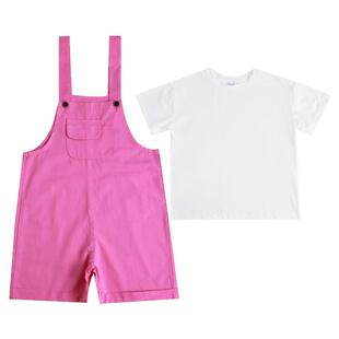 儿童夏季背带裤短裤套装男女童糖果色吊带裤童装六一大合唱演出服