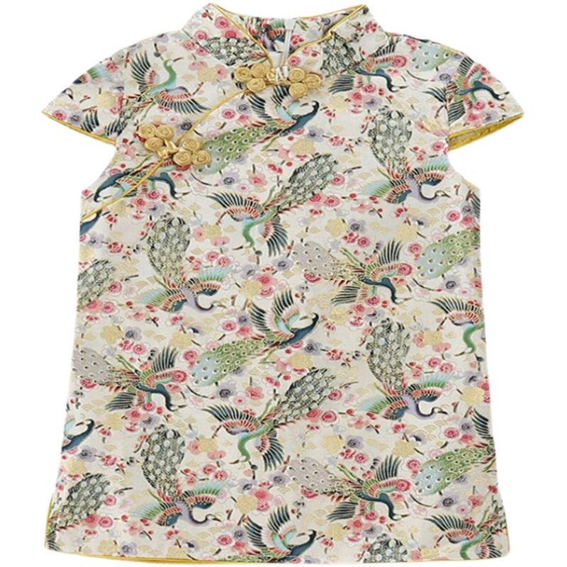 女童洋气旗袍裙夏季复古汉服短袖