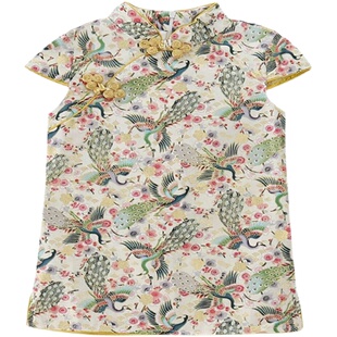 女童洋气改良旗袍裙2025夏季新款宝宝网红复古汉服小女孩短袖裙子