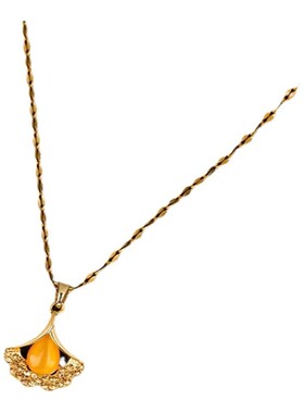 钛钢不掉色三生有幸银杏叶项链