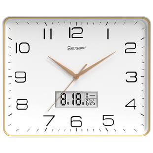 康巴丝方形静音挂钟客厅钟表新款简约北欧时尚家用创意挂墙石英钟