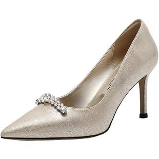 百丽细高跟单鞋女2026新款春季通勤婚鞋宴会年会浅口单鞋子BDAY4A