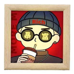 灯光画定制发光相框正方形照片小摆件装饰画小夜灯diy照片创意