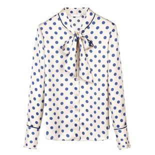 朗姿法式复古波点印花通勤职场气质高级感衬衣春季新款衬衫上衣女