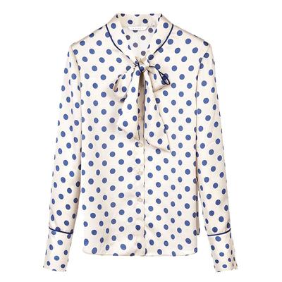 朗姿法式复古波点印花通勤衬衣