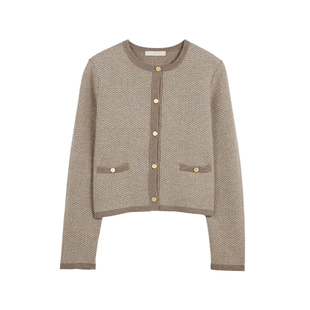 GOBI戈壁春季时尚小香风排扣短款羊绒女士针织开衫毛衣WK886