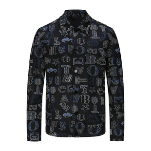 宾度男装春夏男士轻奢复古元素提花休闲夹克男款长袖夏季上衣外套