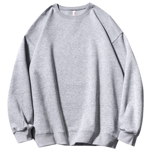 秋冬慵懒麻灰色重磅卫衣男士圆领宽松休闲打底衫男女同款潮流男装