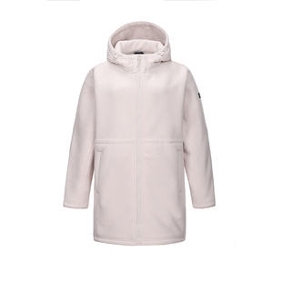 骆驼户外新款春秋摇粒绒发热保暖防风外套开襟中长款连帽抓绒衣女