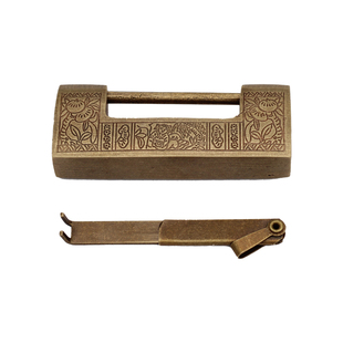 仿古纯铜老式铜锁木箱柜门横开复古挂锁中式全铜小锁头古代铸造锁